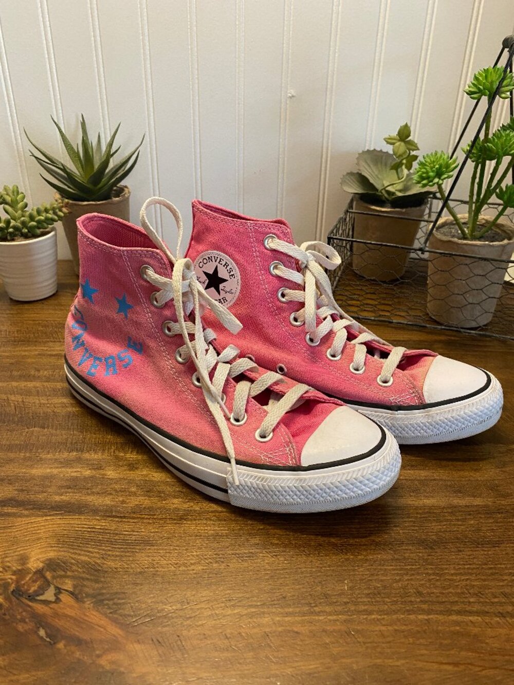 Converse - Chuck Taylor All Star - Pink Blue Graphic High Tops - Size: Women's 9